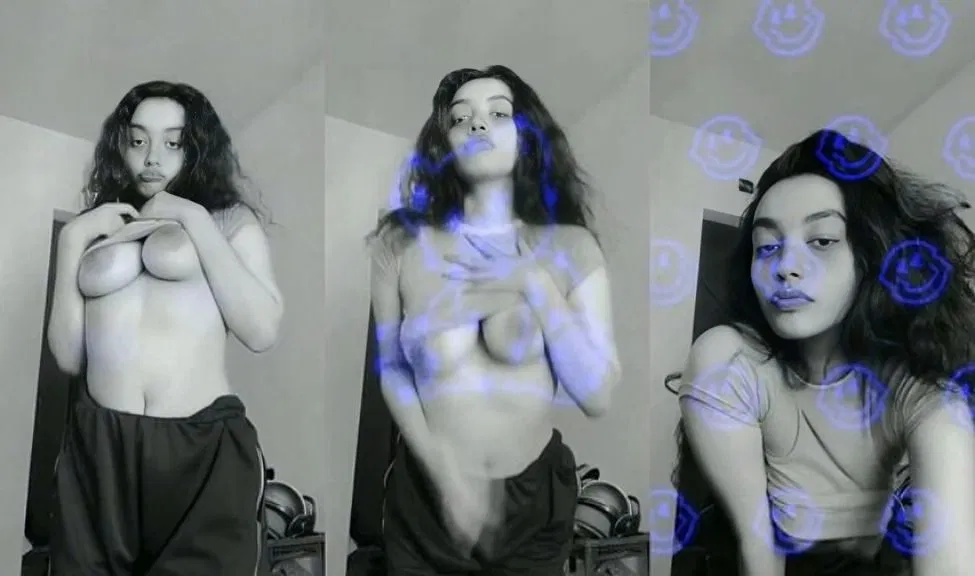 Cute Indian Girl Shows Her Boobs Black White