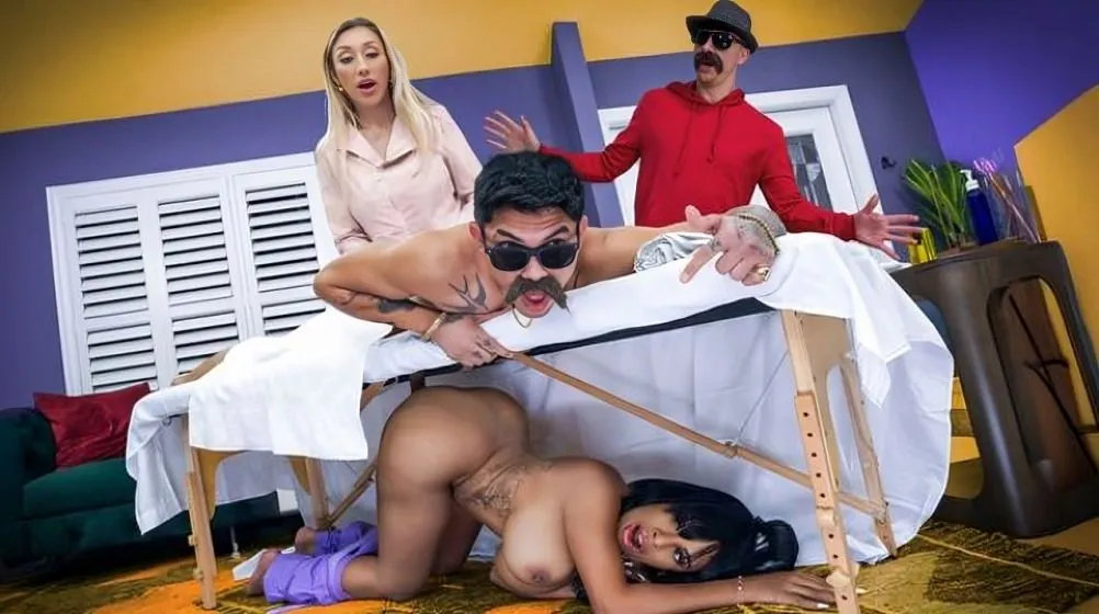 [MomSwap] Bella Madysin, Harlow Wilde – Happy Endings – Tricking Our Desperate Masseuse Moms