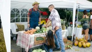 Lustful farmer’s wife Eva Lovia gets her juicy pussy banged at a public fair