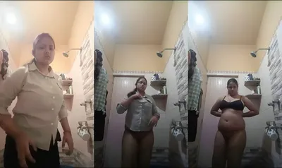 Chubby Tanker Striping Shirt In Bathroom And Showing