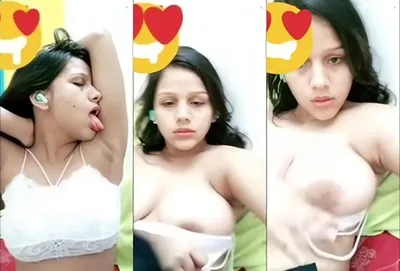 Cute Indian Girl Sucking Her Boobs