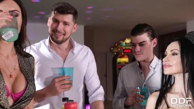 European Anal Orgy. Four Busty MILFs And Three Fuckers