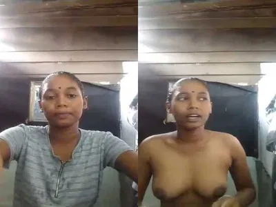 Cute Tamil Girl Bathing On Selfie Cam