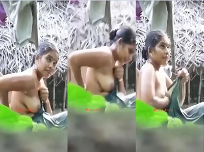 Indian Wife Outdoor Bathing Capture