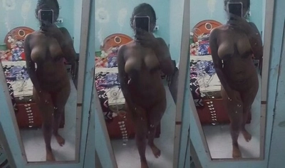 Indian Girl Record Her Nude Selfie Camera Mirror